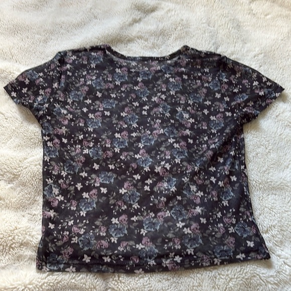 Garage Floral Mesh Top – Size Medium | Y2K Clubwear | Sheer Layering Essential | - Picture 2 of 3